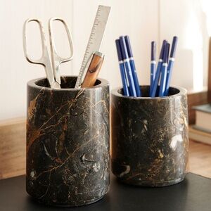 Pottery Barn Swirled Marble Pencil Cup Set of 2